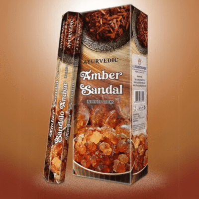 Ayurvedic Amber Sandal 20 Sticks x 6 Packs | Case Packing : 50 Boxes