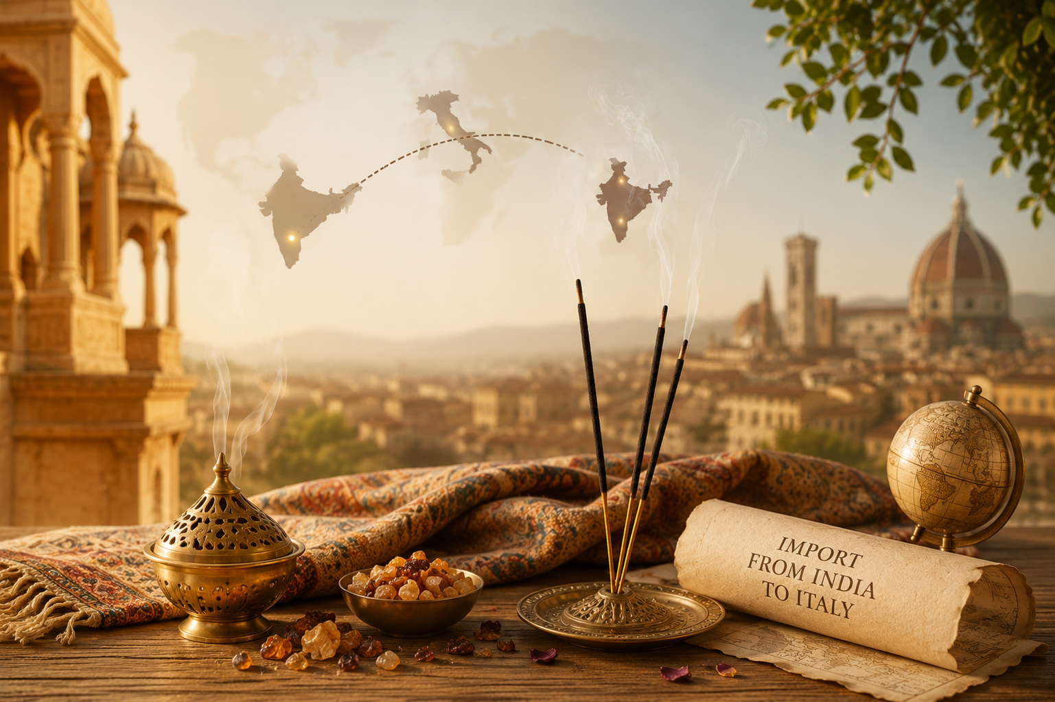 import incense sticks from India to Italy